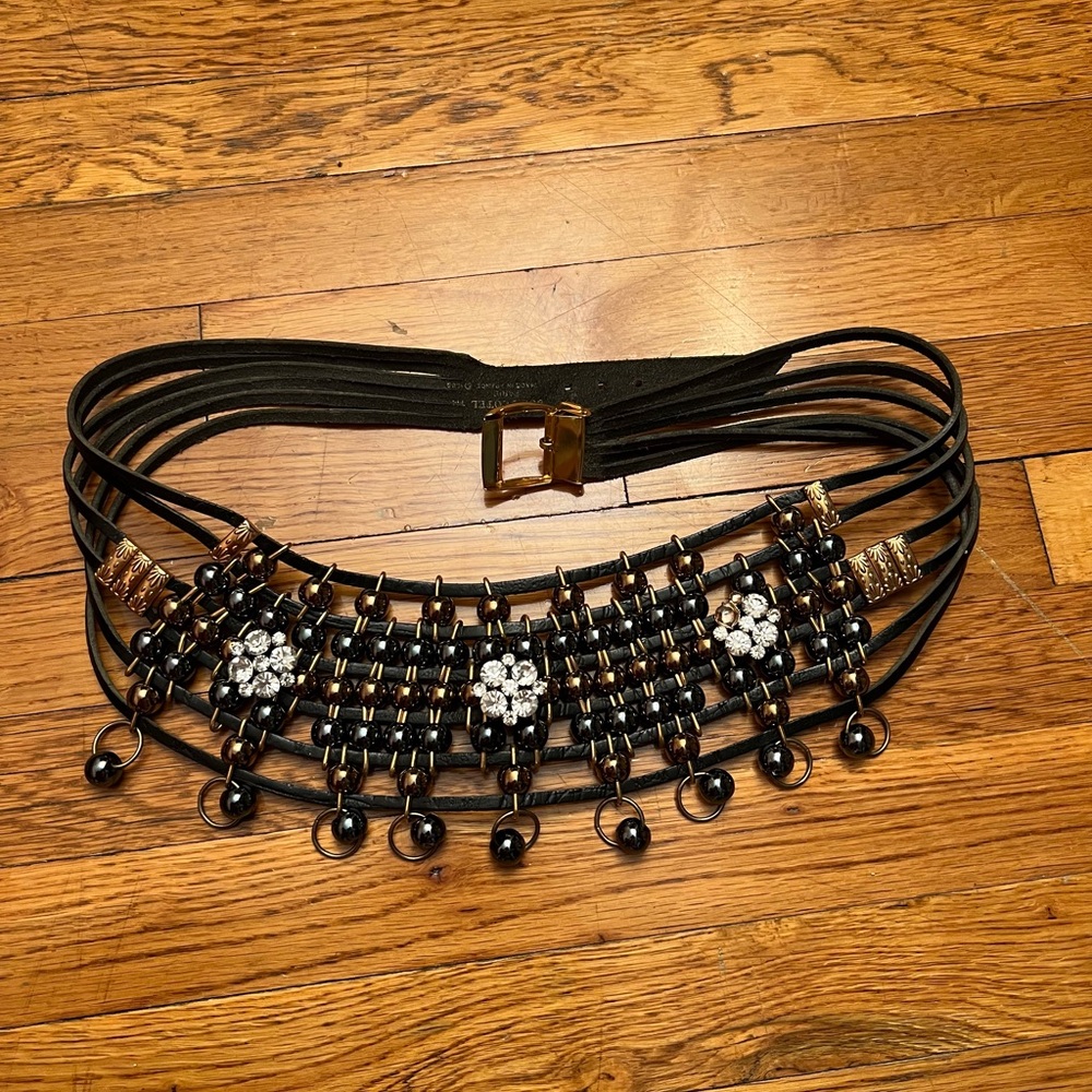 Jose Cotel Black Beaded Women's leather Belt